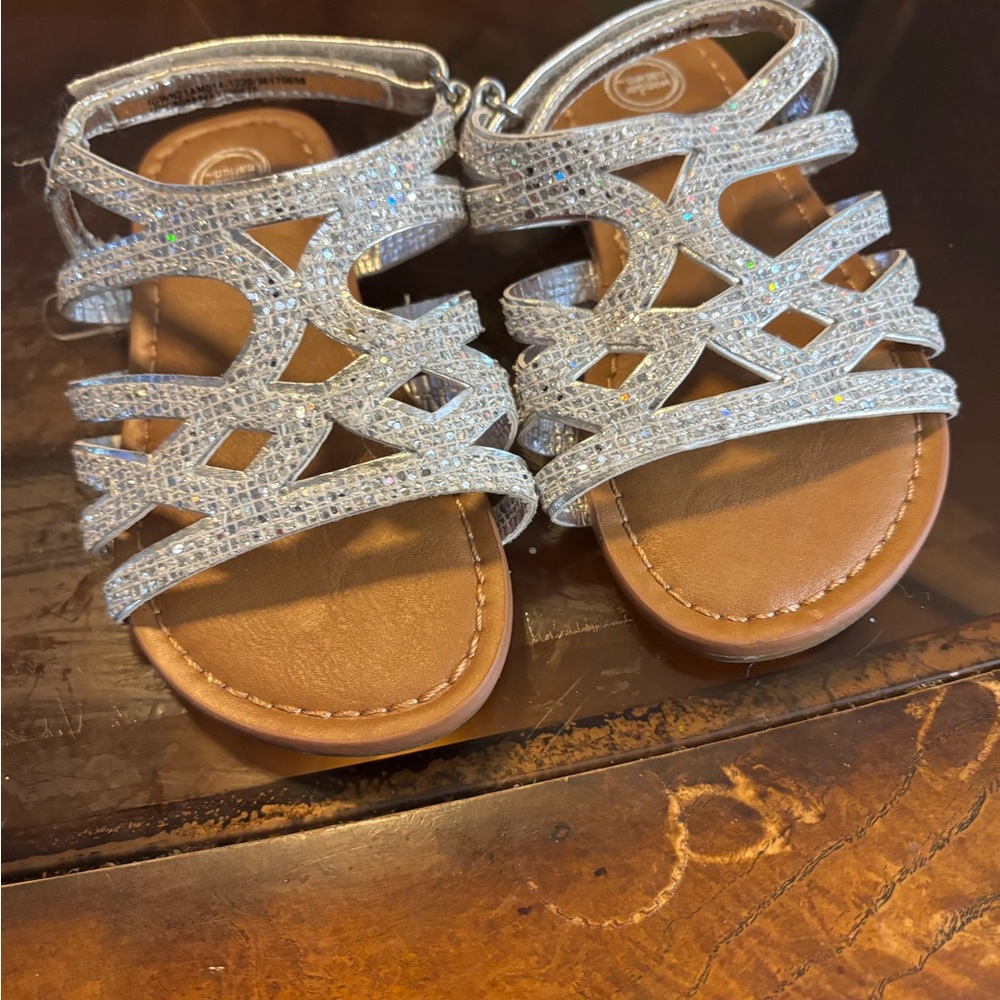 Wonder Nation Glittery Silver Kids Sandals